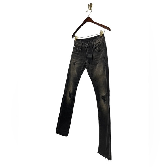 NWT R13 Skate Distressed Jeans Shredded Black 24 - Picture 6 of 13